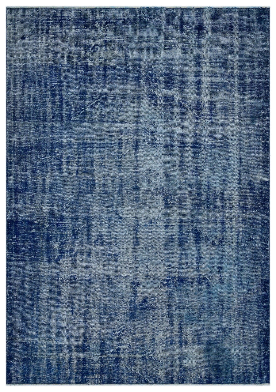 Blue & Grey Abstract Hand-Knotted Wool Area Rug 188x270 cm (6'2" x 8'10") – in the hallway