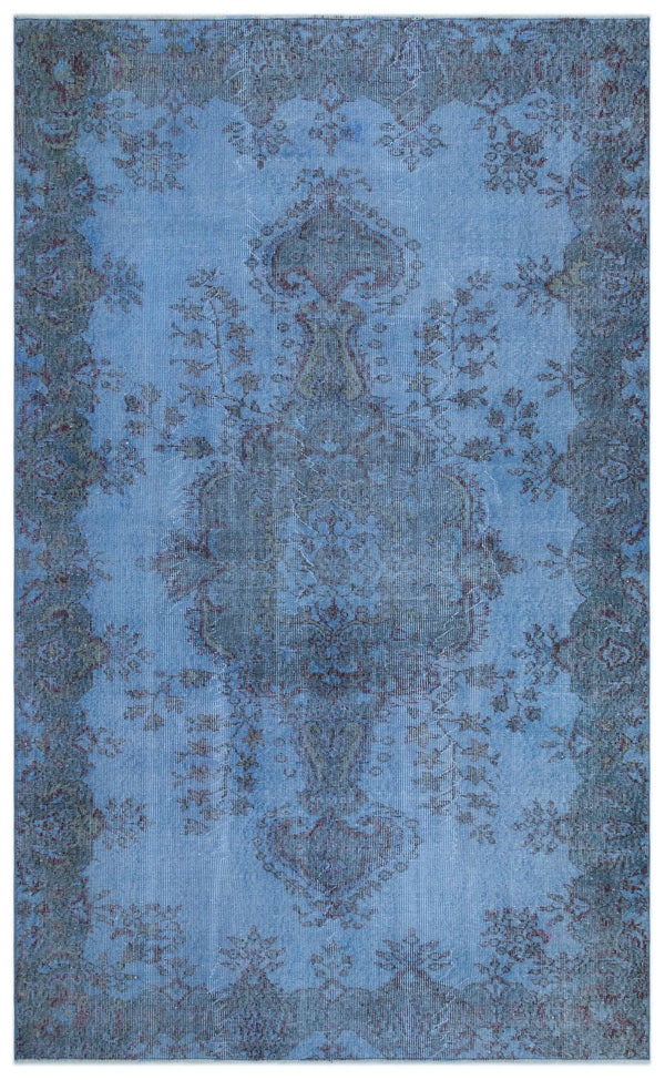Mavi Anadolu Eskitme Geometrik Yün Halı 168x275 - Özel Seri