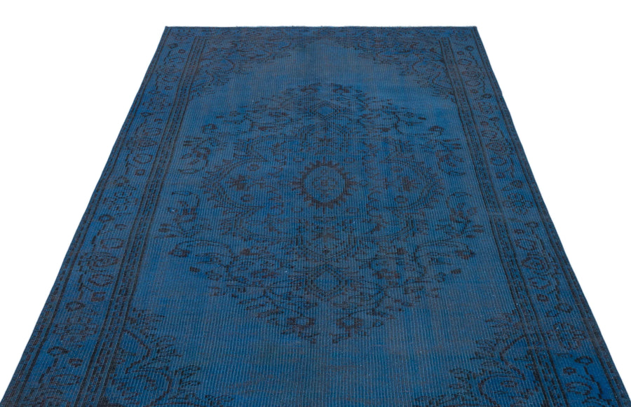 Mavi Anadolu Eskitme Madalyonlu Yün Halı 150x250 - Özel Seri