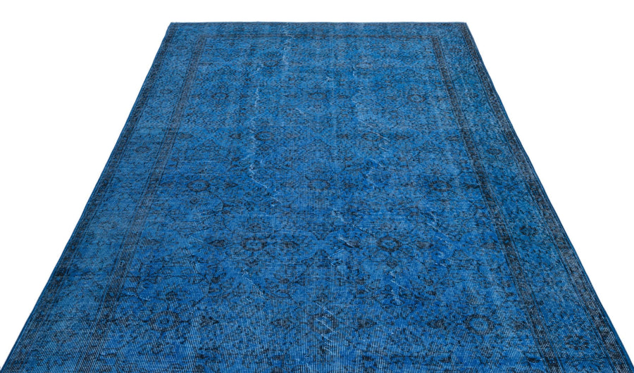 Mavi Anadolu Eskitme Geometrik Yün Halı 178x288 - Özel Seri