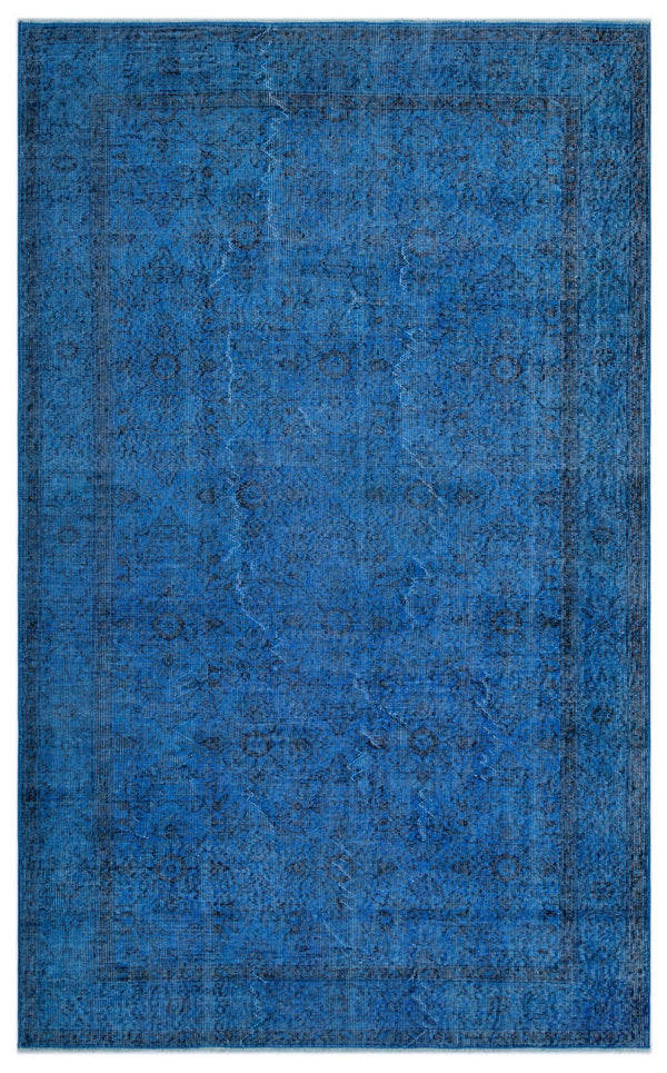 Mavi Anadolu Eskitme Geometrik Yün Halı 178x288 - Özel Seri