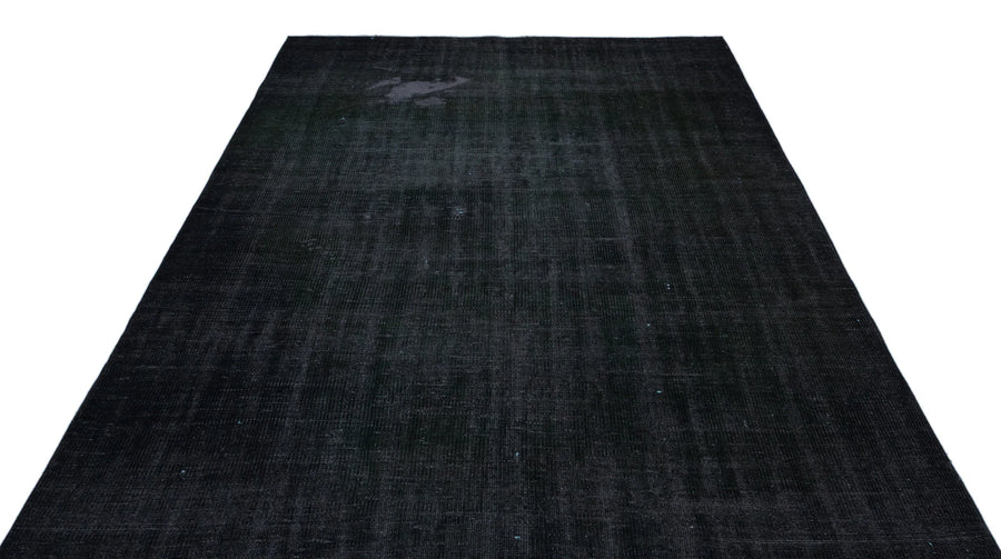Siyah Eskitme Geometrik Yün Halı 191x300
