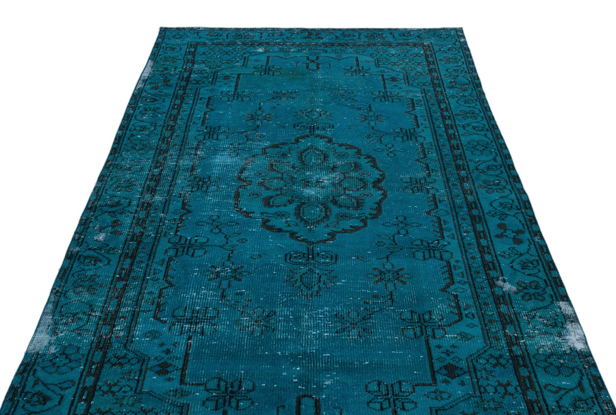 Beyaz Lacivert Bohem Eskitme Yün Halı 152x283