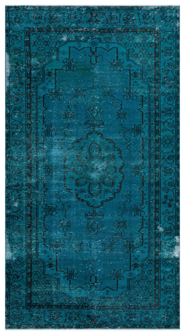 Beyaz Lacivert Bohem Eskitme Yün Halı 152x283