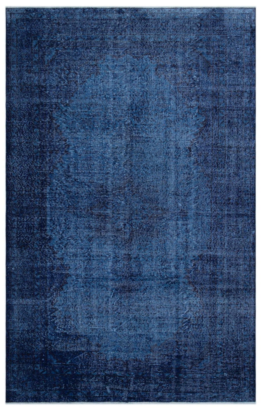 Navy Blue Abstract Hand-Woven Wool Area Rug 184x292 cm (6' x 9'7") – in the hallway
