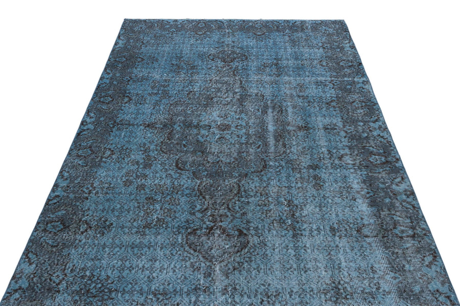 Mavi Anadolu Eskitme Geometrik Yün Halı 150x262 - Özel Seri