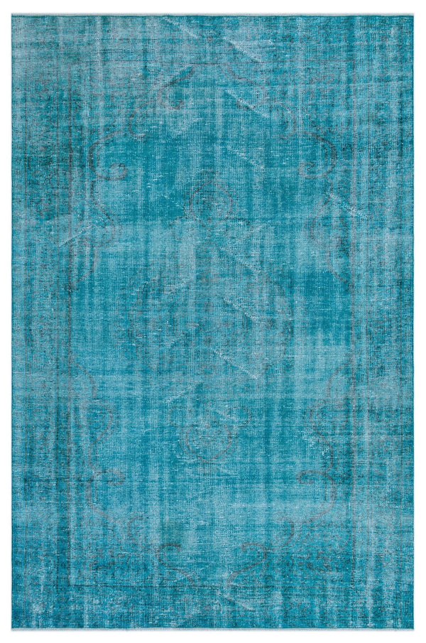 Gri Mavi Bohem Eskitme Yün Halı 185x277