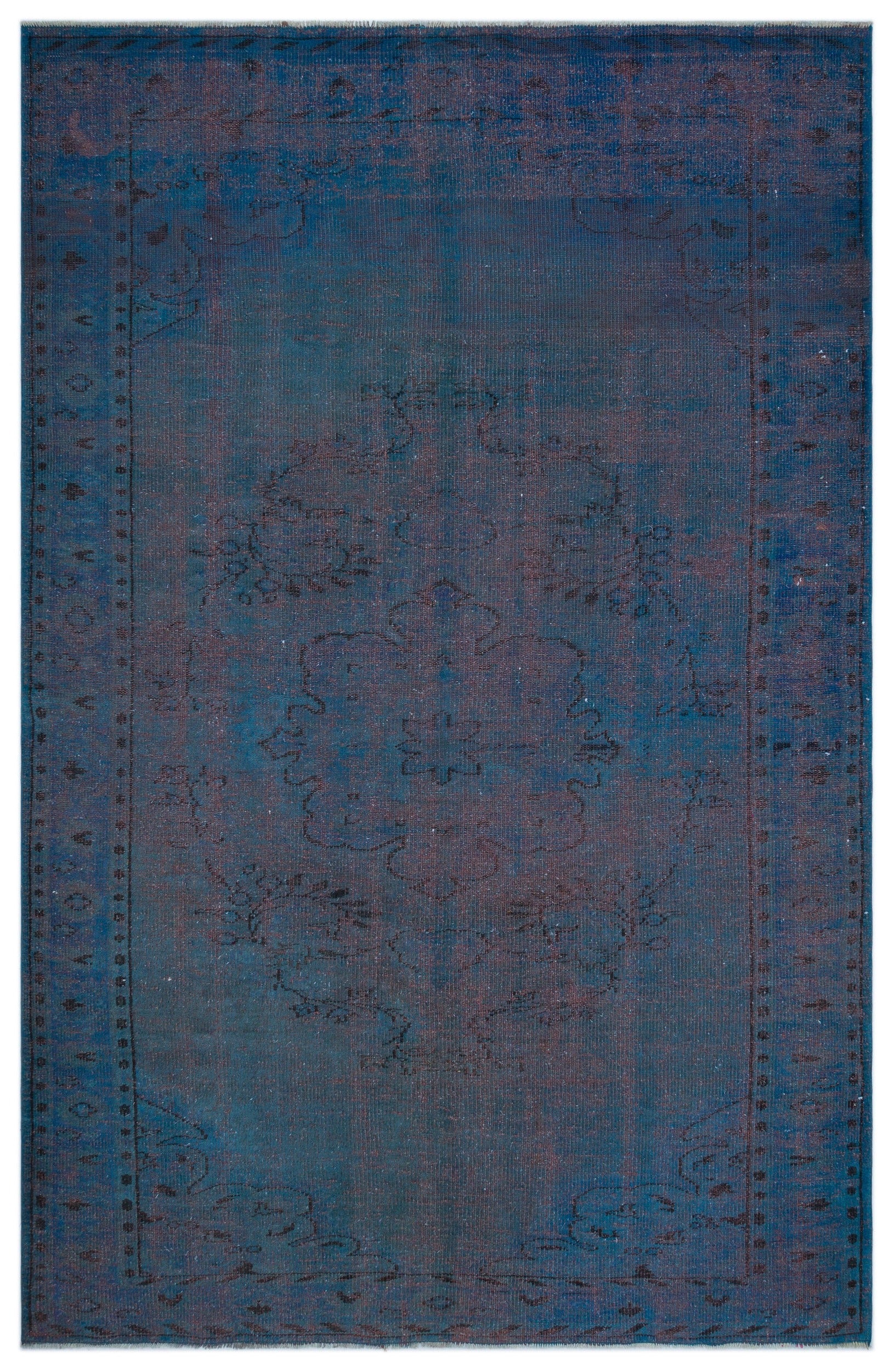 Atina Mavi Eskitme Yün El Dokuma Halısı 190 x 290 Apex Unique