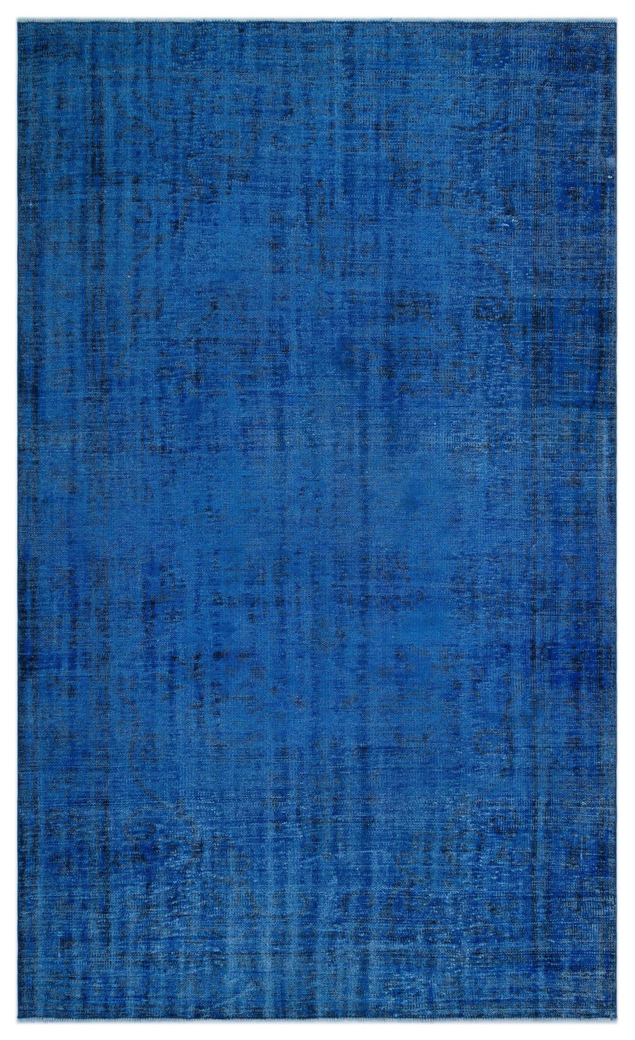 Blue Abstract Hand-Woven Wool Rug with Non-Slip Back 170x292 cm (5'7" x 9'7") – in the hallway