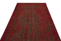 سجادة منسوجة يدويًا بأرضية حمراء ونقوش زهرية، 156x286 cm