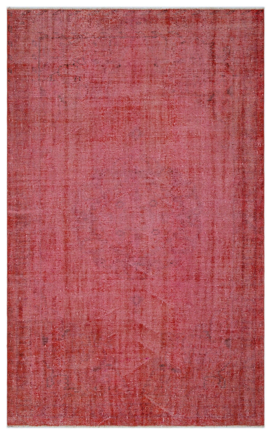 Einfarbiger Wollteppich in Rot und Rosa 152x243 cm, handgeknüpft – im Wohnzimmer