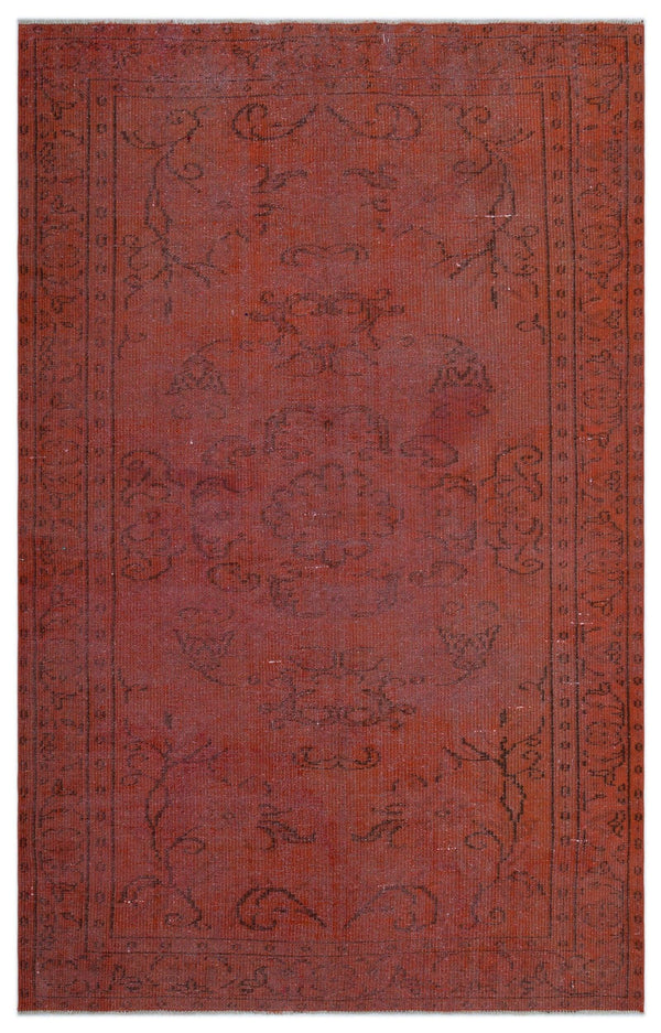 Kırmızı Anadolu Eskitme Geometrik Yün Halı 169x267 - Özel Seri