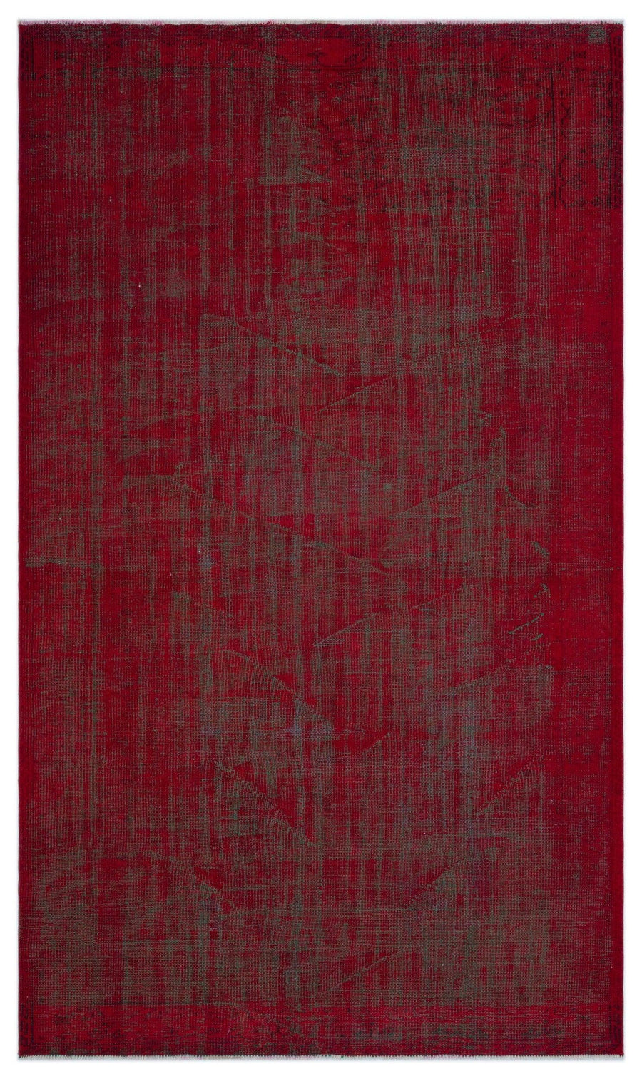 Dark Red Abstract Hand-Knotted Wool Rug 167x292 cm (5'6" x 9'7") – in the living room