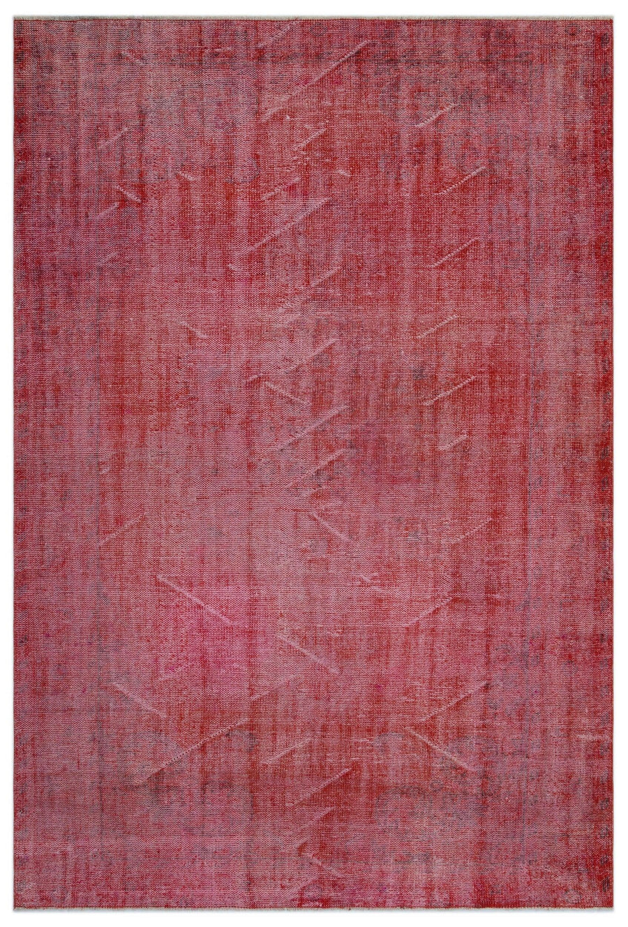 Non-Slip Red and Grey Abstract Hand-Knotted Rug 184x274 cm (6' x 9') – in the living room
