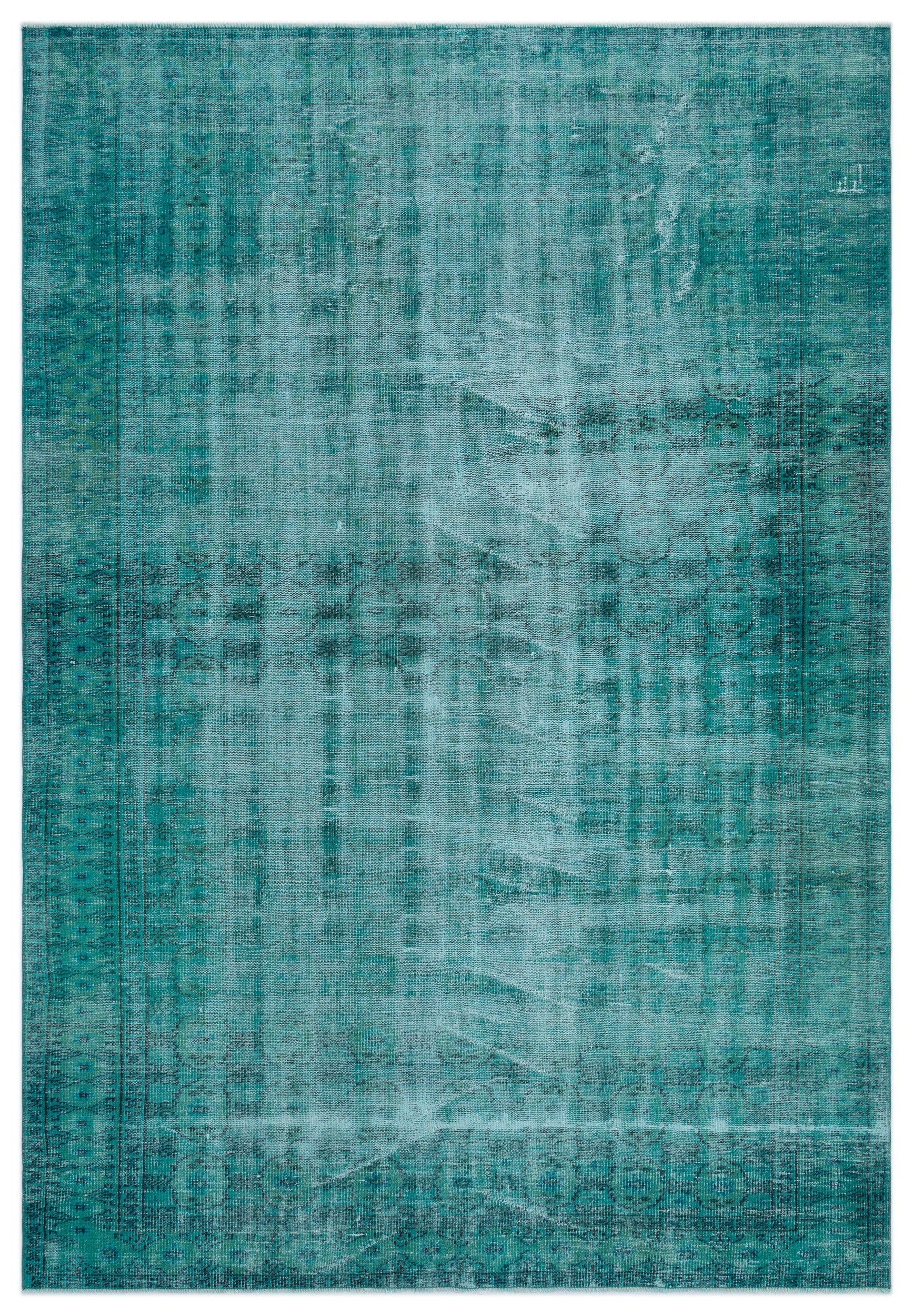Atina Turkuaz Eskitme Yün El Dokuma Halısı 200 x 283 Apex Unique