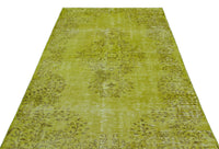 Green Medallion Hand-Knotted Turkish Rug 156x274 cm (5'1" x 9')