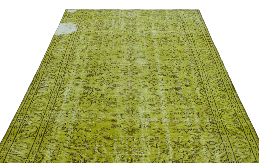 Yeşil Eskitme Geometrik Yün Halı 180x290