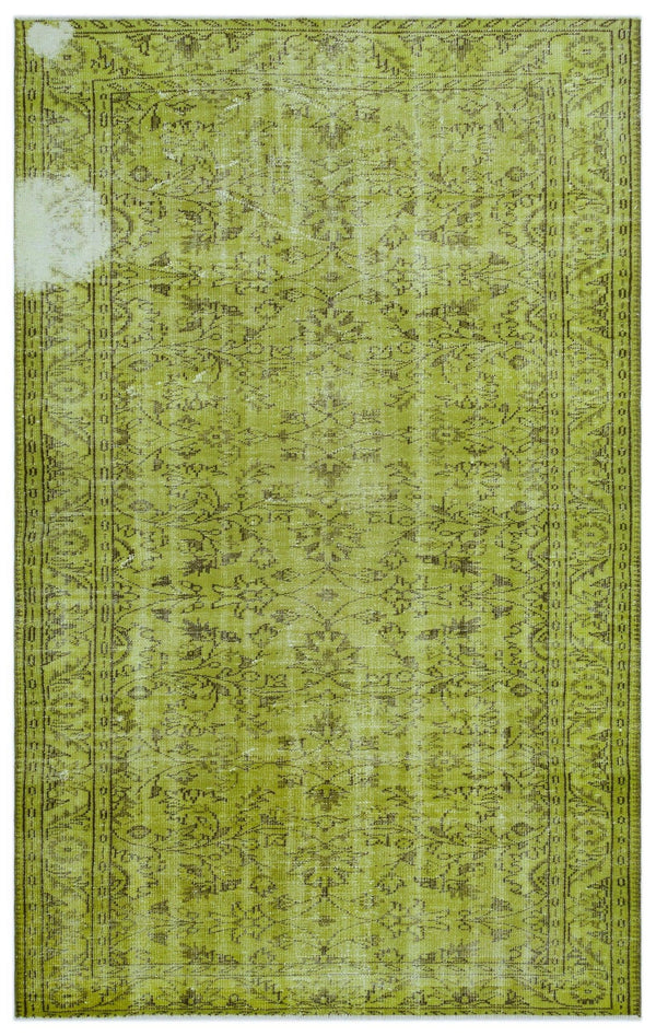 Yeşil Eskitme Geometrik Yün Halı 180x290