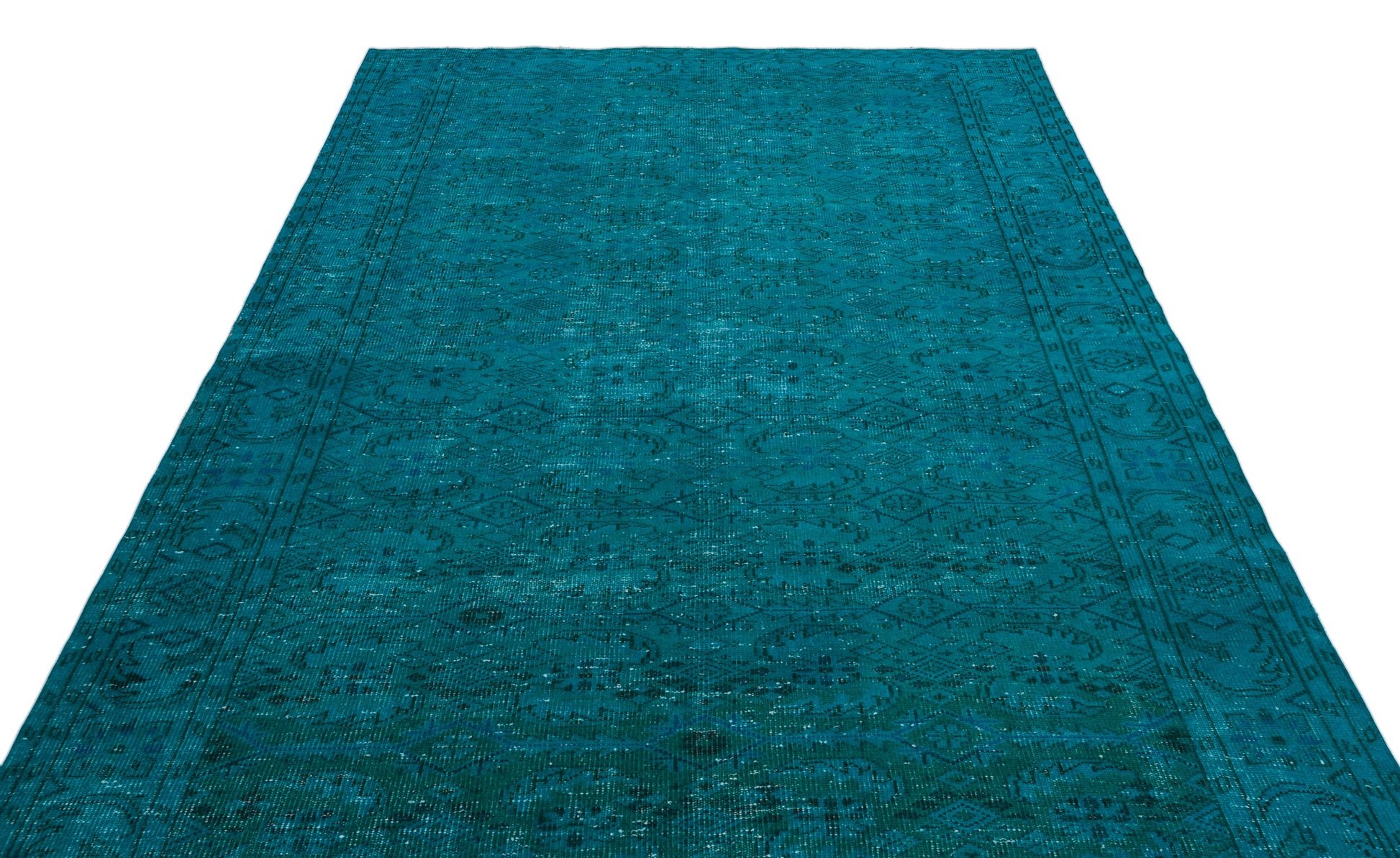 Atina Turkuaz Eskitme Yün El Dokuma Halısı 193 x 297 Apex Unique