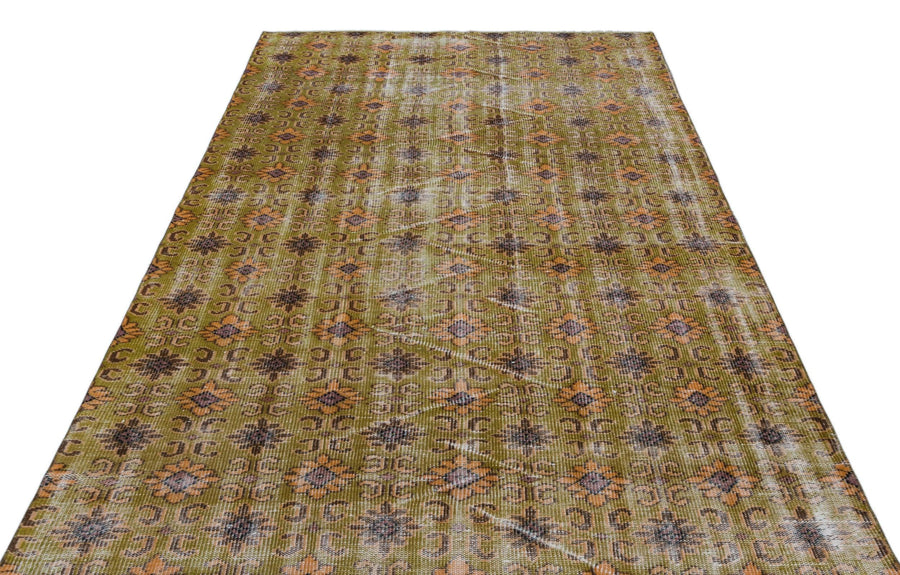 Yeşil Bohem Eskitme Yün Halı 168x258