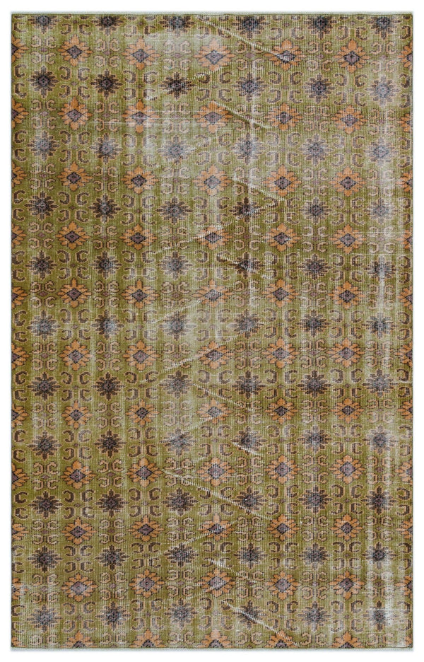 Yeşil Bohem Eskitme Yün Halı 168x258