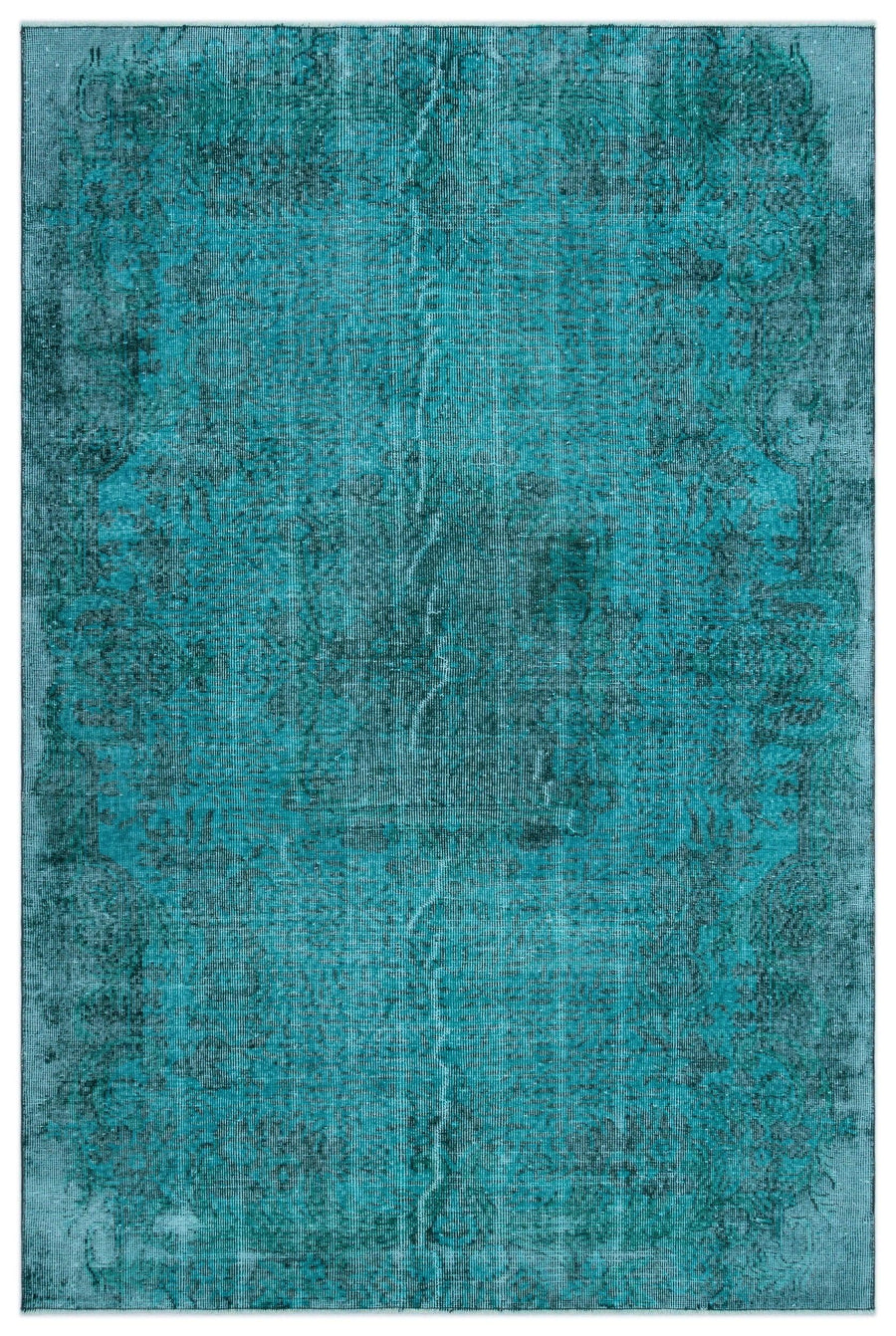 Abstract Turquoise & Grey Hand-Knotted Wool Rug 169x261 cm (5'7" x 8'7") – in the hallway