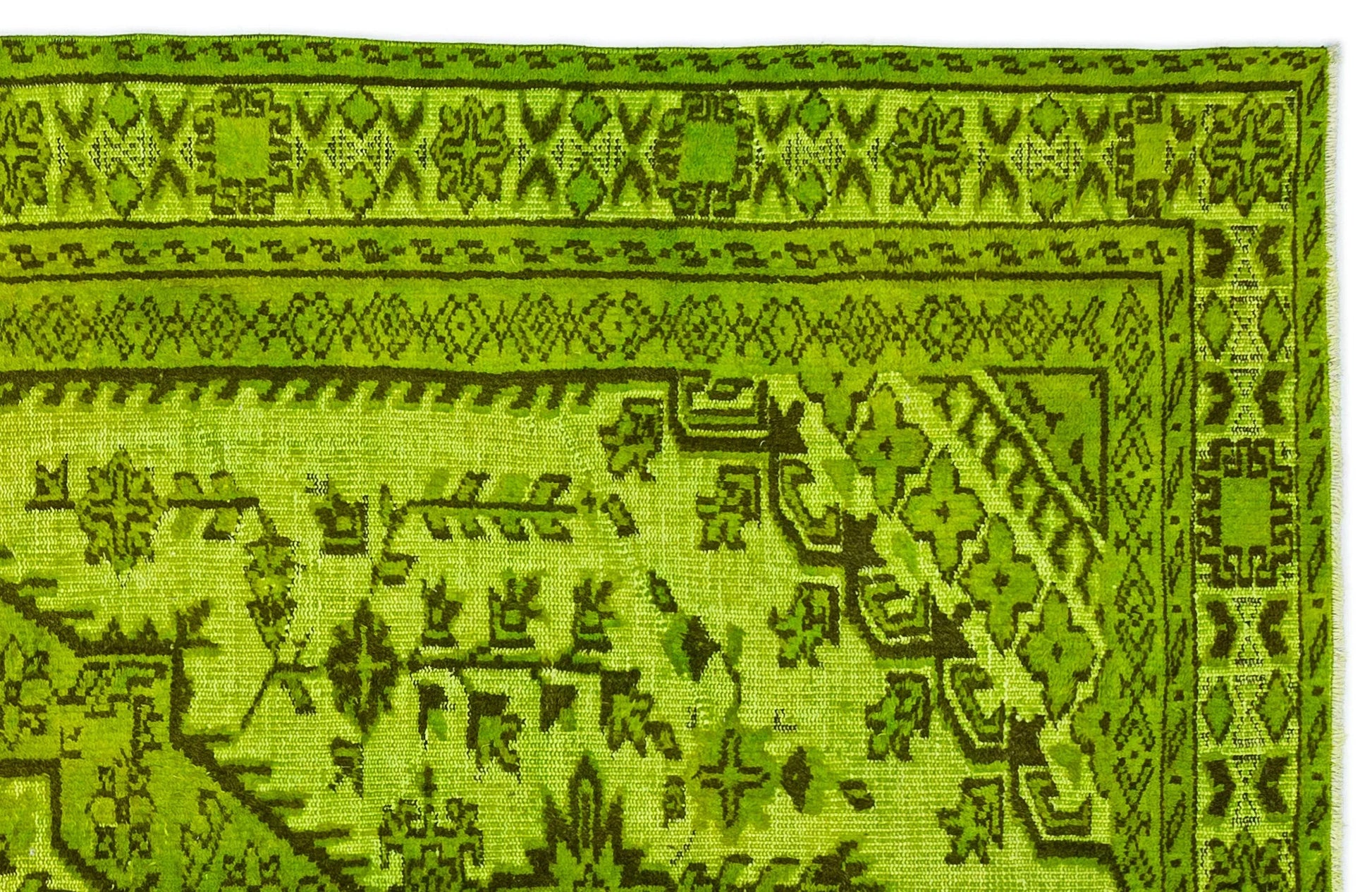 Yeşil Anadolu Bohem Geometrik Yün Halı 178x290 - Özel Seri