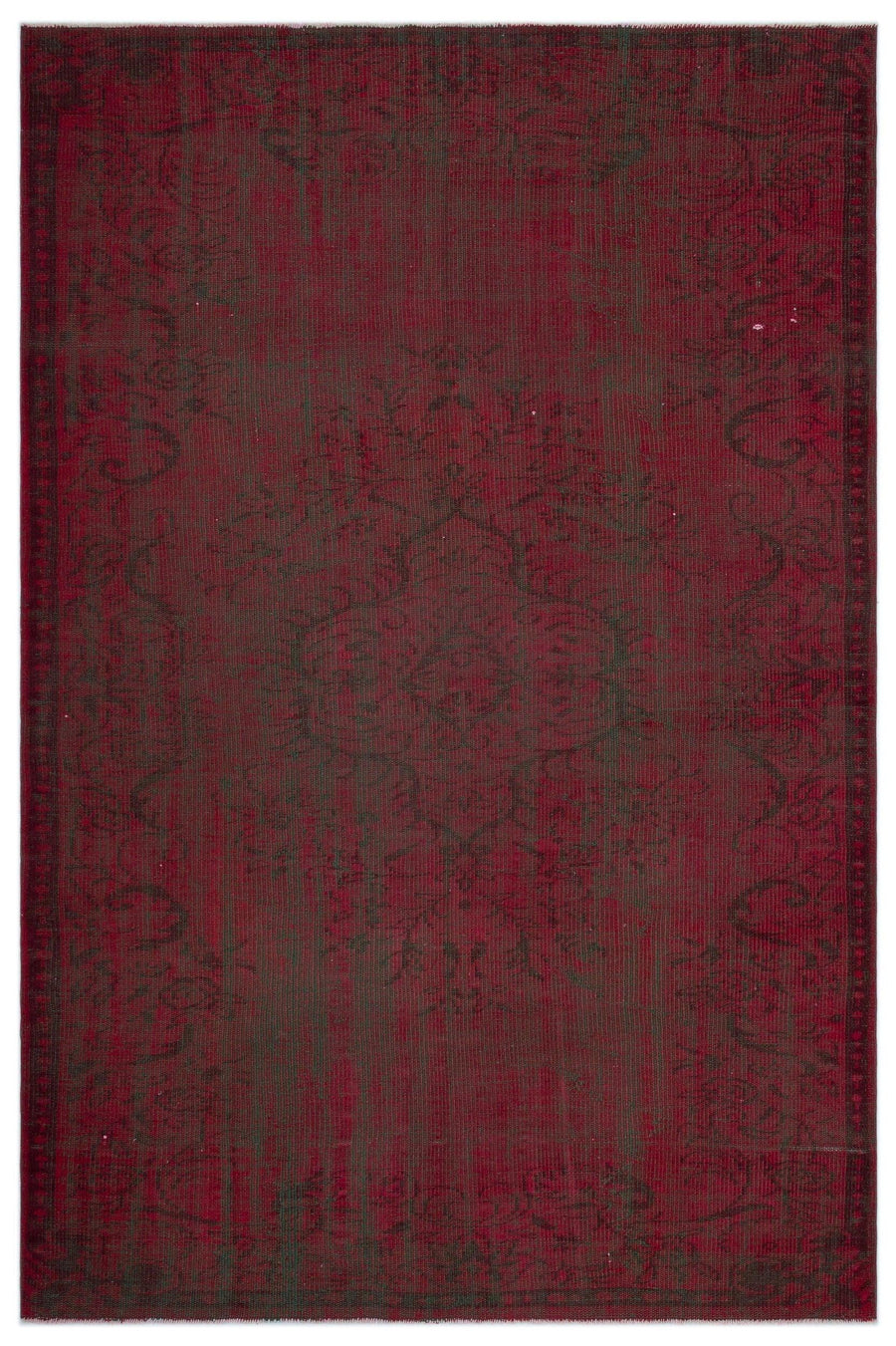 Red Medallion Turkish Rug with Black Border 180x266 cm (5'11" x 8'9") – in the hallway