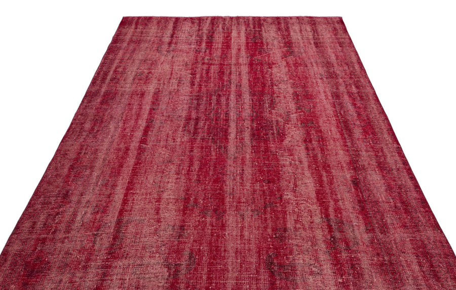 Kırmızı Anadolu Eskitme Çiçekli Yün Halı 187x308 - Özel Seri