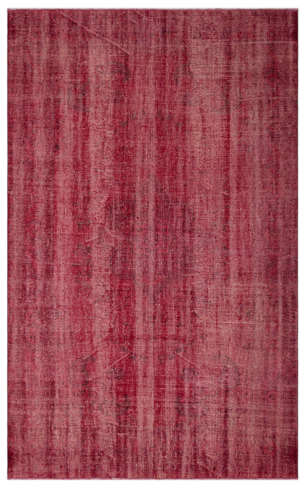 Kırmızı Anadolu Eskitme Çiçekli Yün Halı 187x308 - Özel Seri