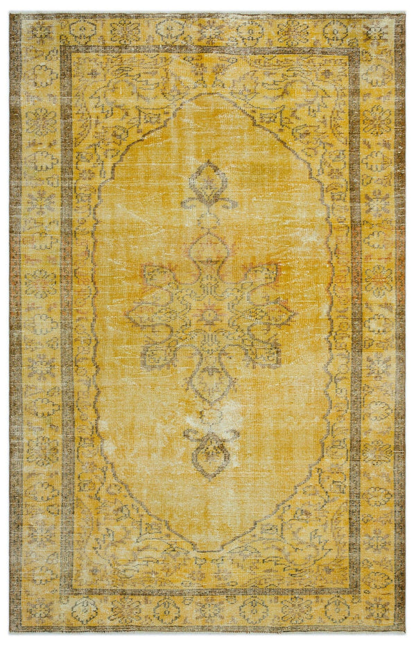 Sarı Geometrik Klasik Yün Halı 169x265