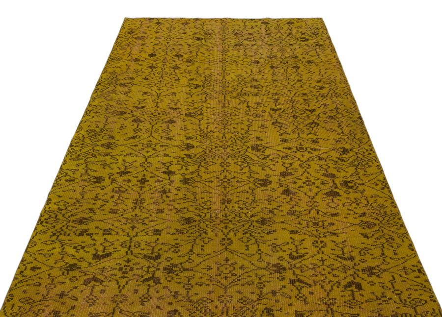 Sarı Anadolu Eskitme Geometrik Yün Halı 146x244 - Özel Seri