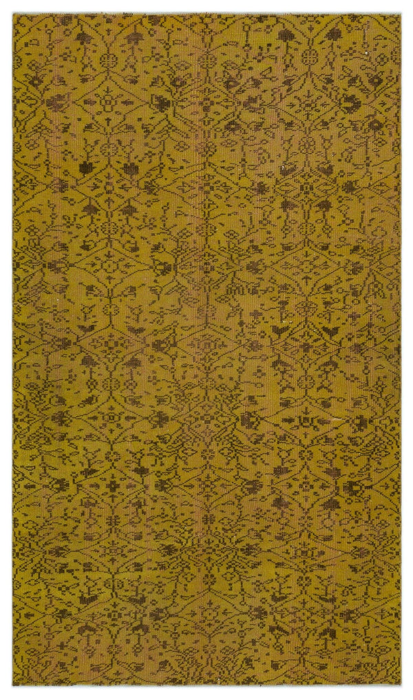 Sarı Anadolu Eskitme Geometrik Yün Halı 146x244 - Özel Seri