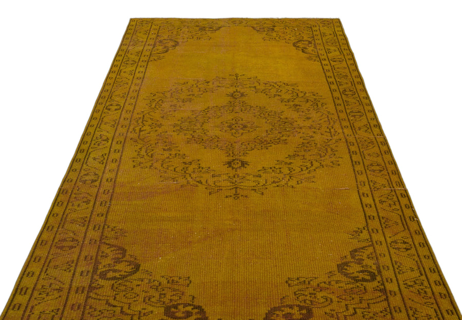 Sarı Anadolu Eskitme Geometrik Yün Halı 154x268 - Özel Seri