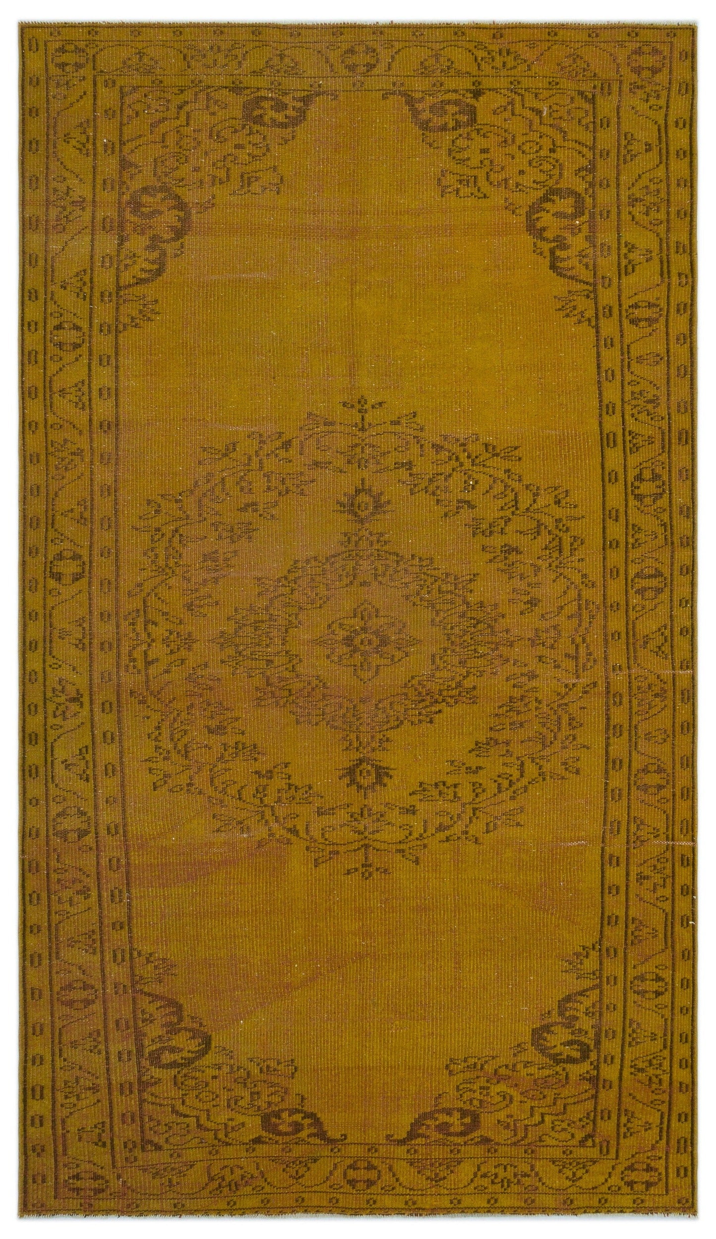 Atina Sarı Eskitme Yün El Dokuma Halısı 154 x 268 Apex Unique