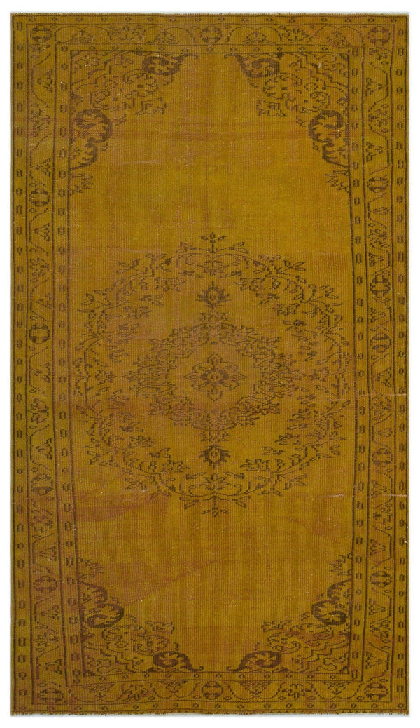 Sarı Anadolu Eskitme Geometrik Yün Halı 154x268 - Özel Seri