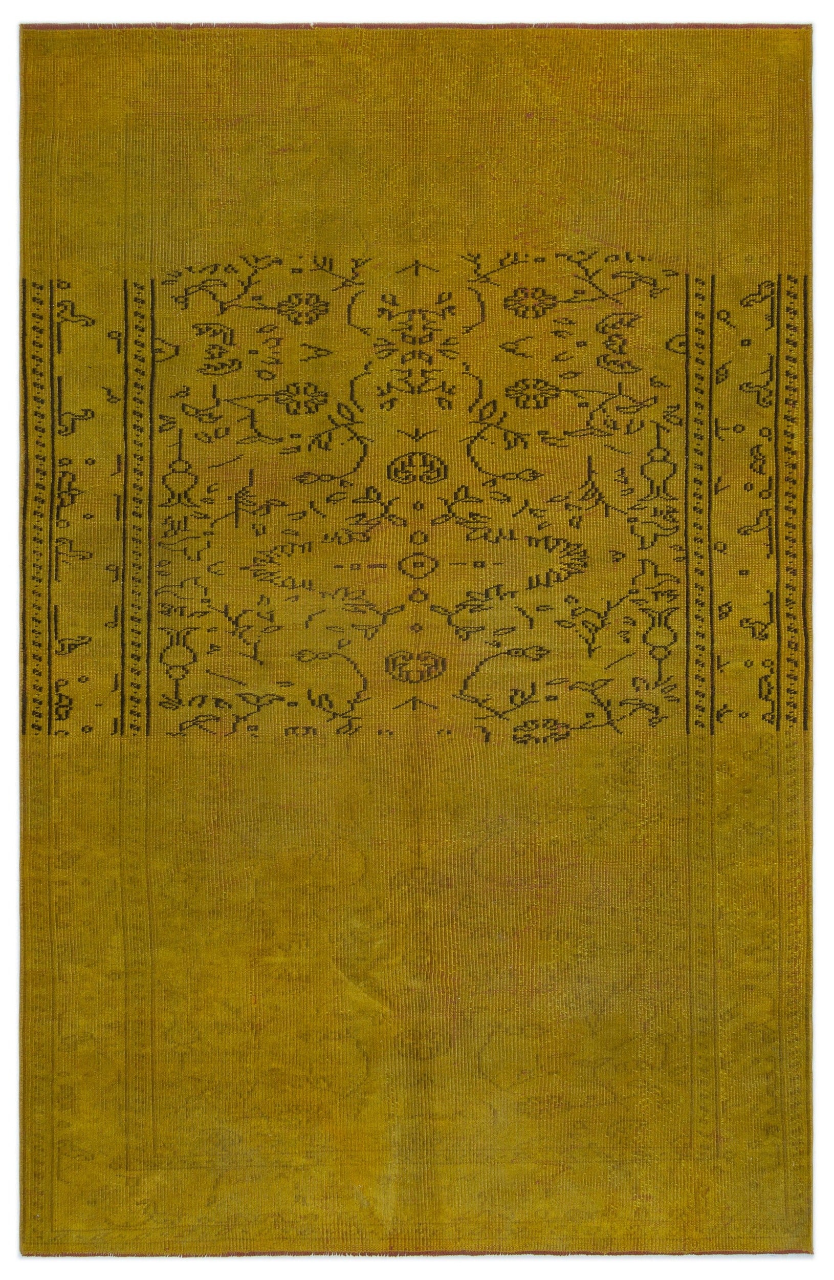 Atina Sarı Eskitme Yün El Dokuma Halısı 160 x 243 Apex Unique