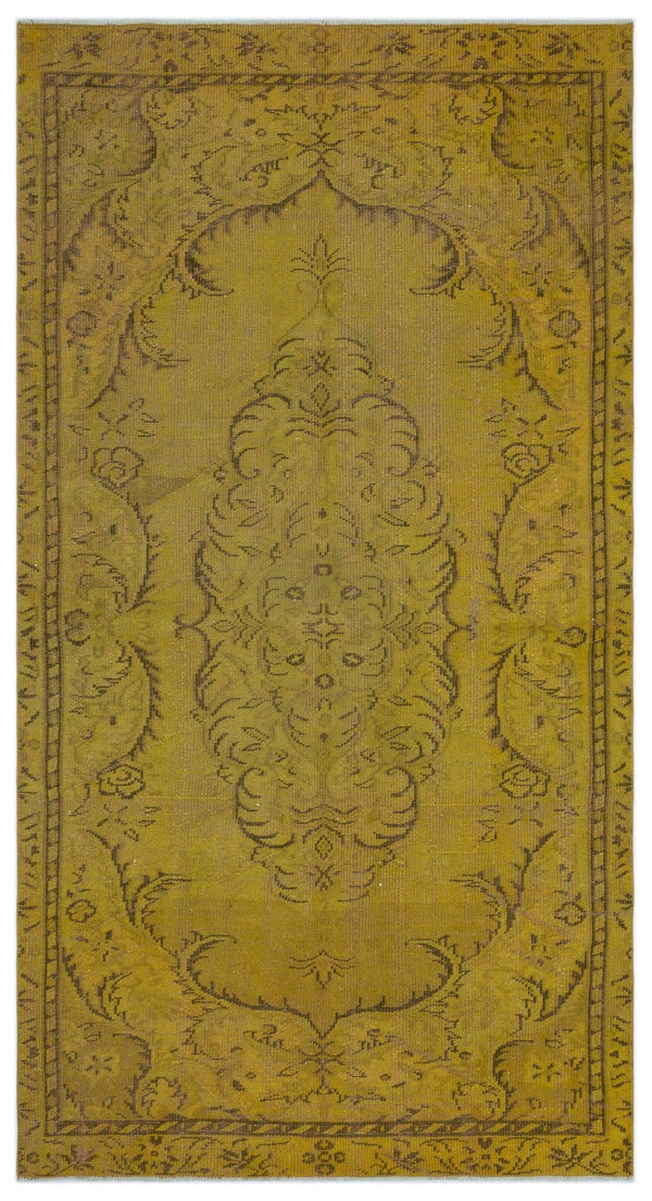 Sarı Eskitme Geometrik Yün Halı 159x283