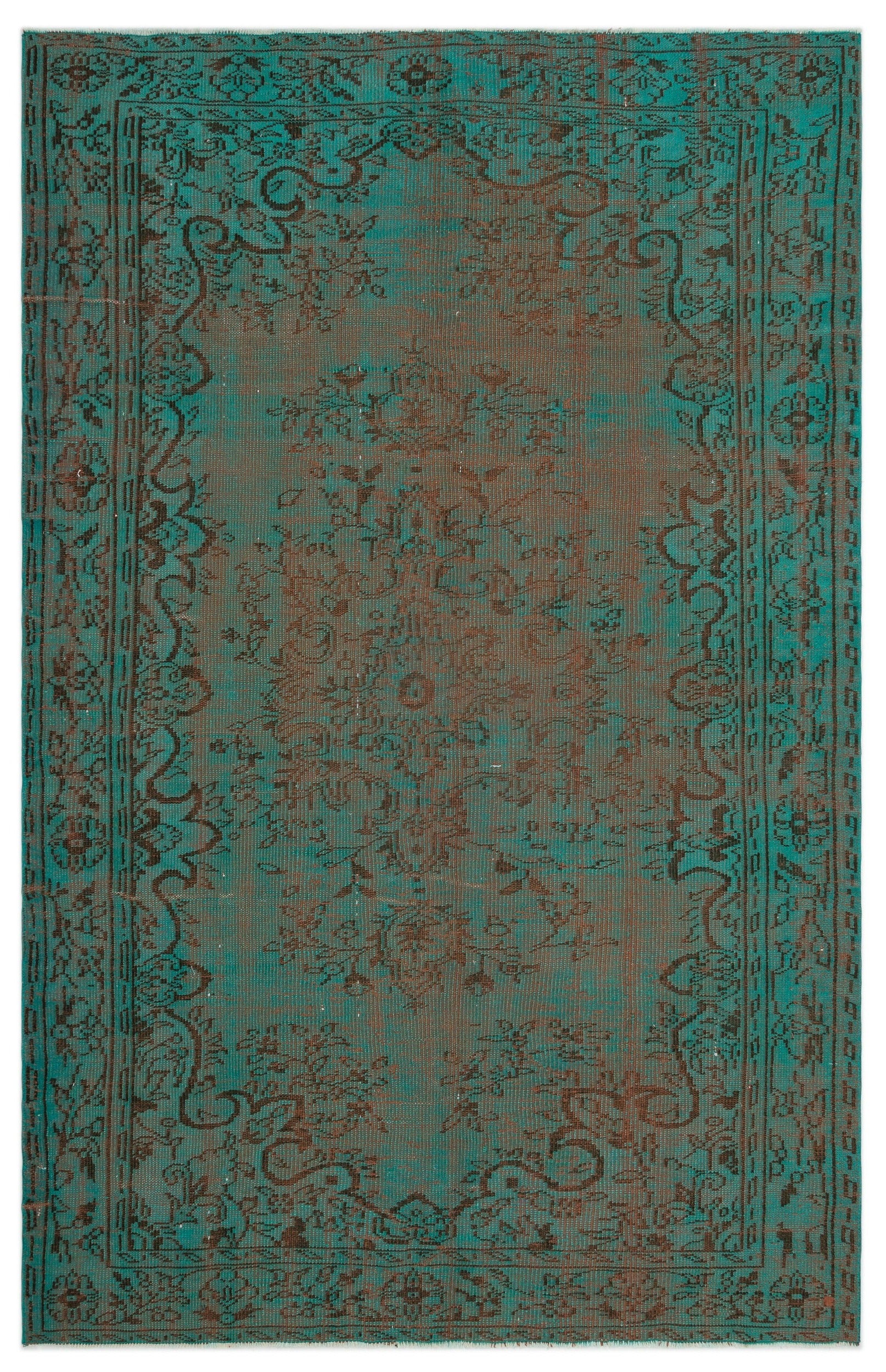 Atina Turkuaz Eskitme Yün El Dokuma Halısı 171 x 270 Apex Unique