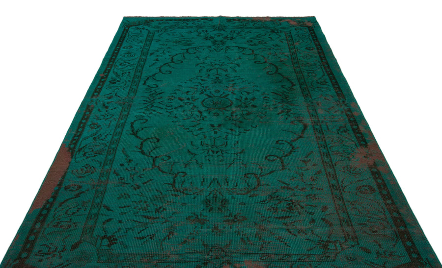 Siyah Yeşil Bohem Eskitme Yün Halı 171x255