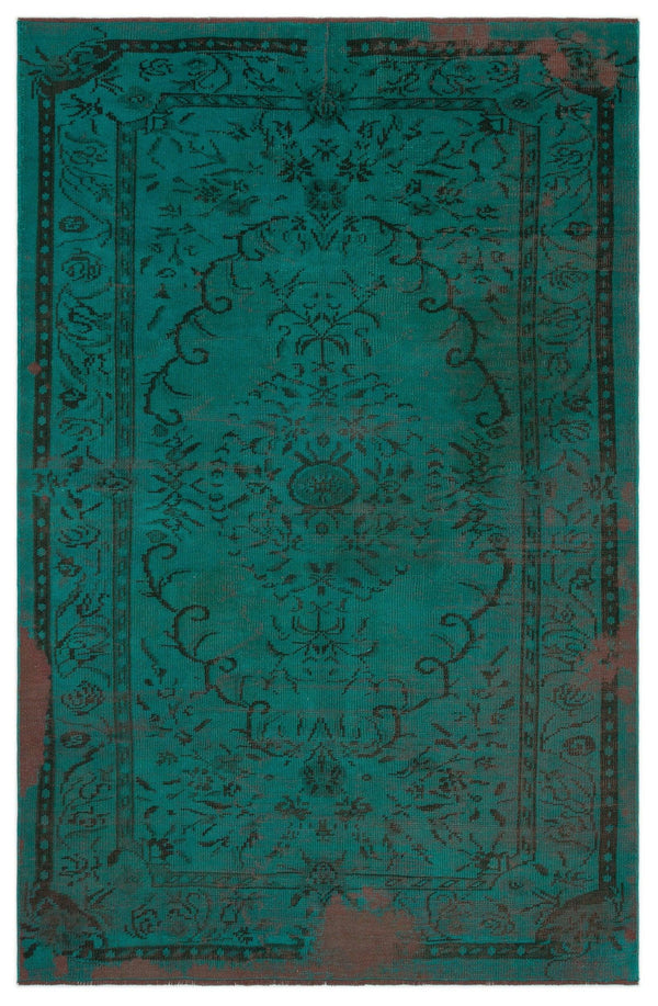 Siyah Yeşil Bohem Eskitme Yün Halı 171x255