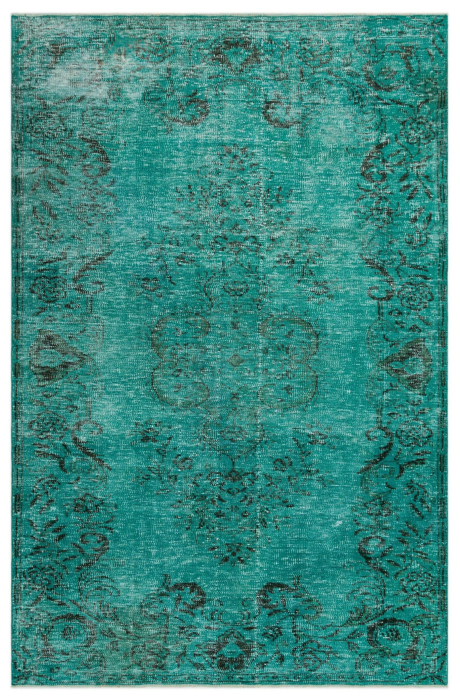 Eskitme Turkuaz Antrasit Madalyonlu El Dokuma Halı 173x268 cm – Koridor kullanımı