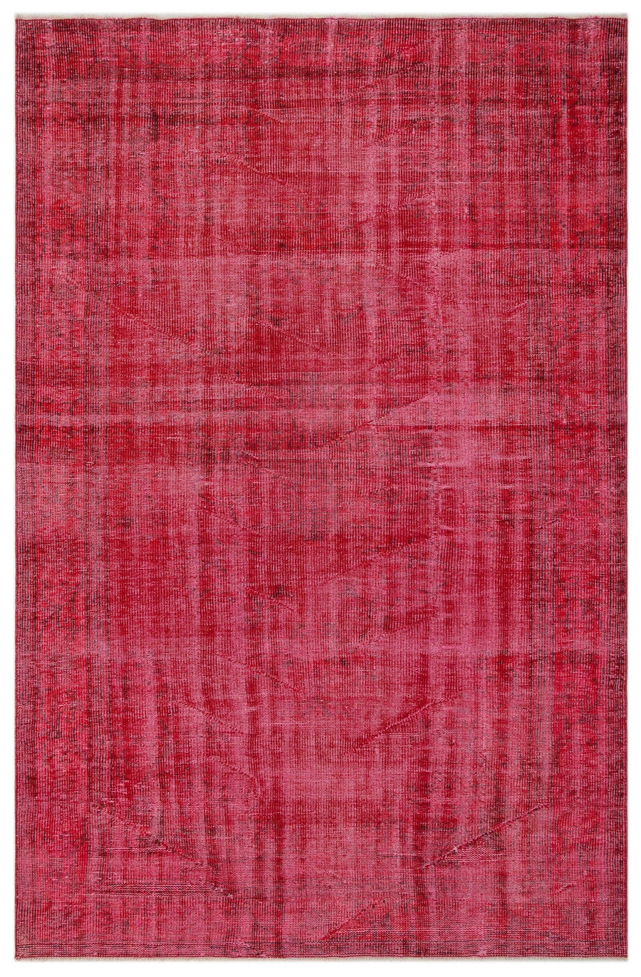 Roter handgeknüpfter Wollteppich unifarben & glänzend 183x280 cm – im Wohnzimmer
