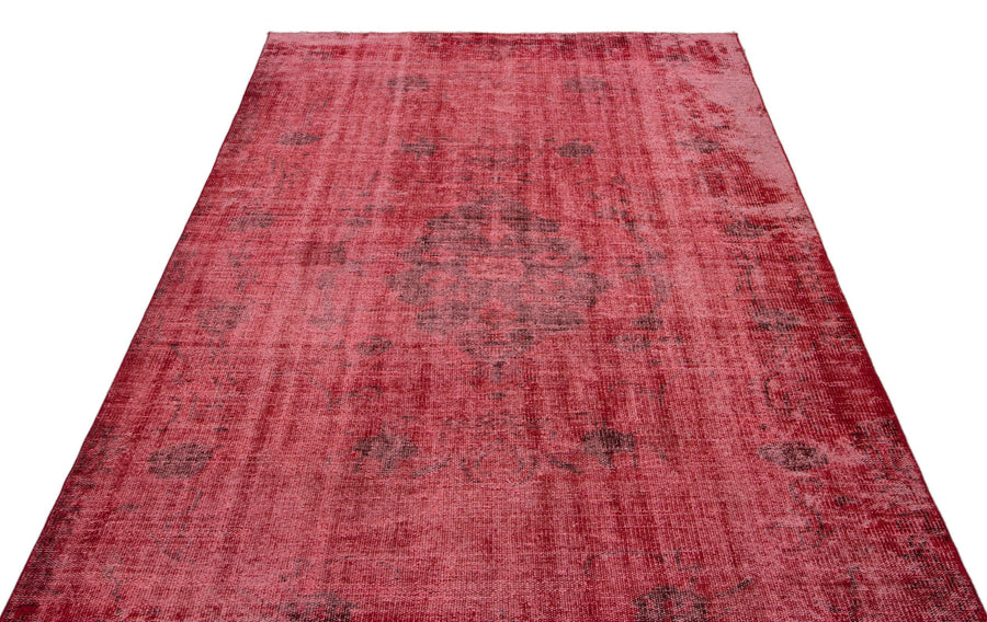 Kırmızı Anadolu Eskitme Madalyonlu Yün Halı 158x259 - Özel Seri