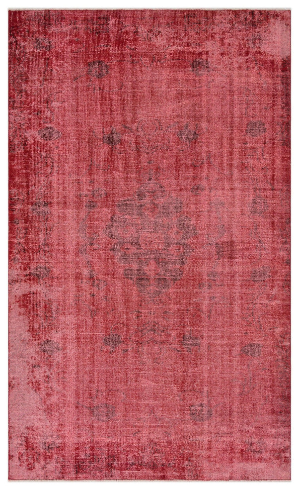 Kırmızı Anadolu Eskitme Madalyonlu Yün Halı 158x259 - Özel Seri