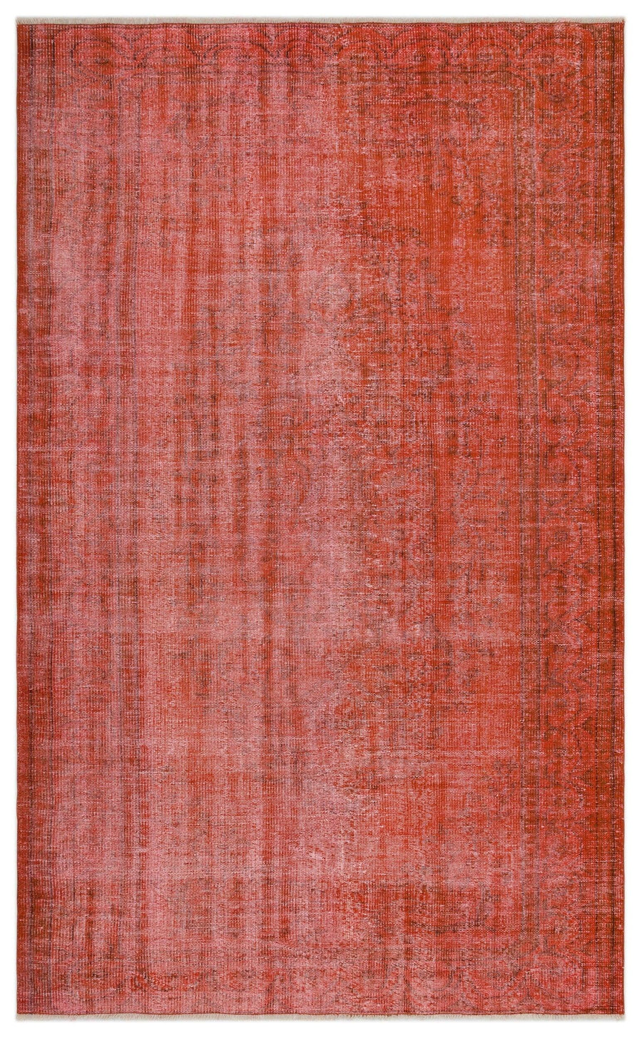 Red Abstract Hand-Knotted Wool Rug 175x286 cm (5'9" x 9'5") – in the living room