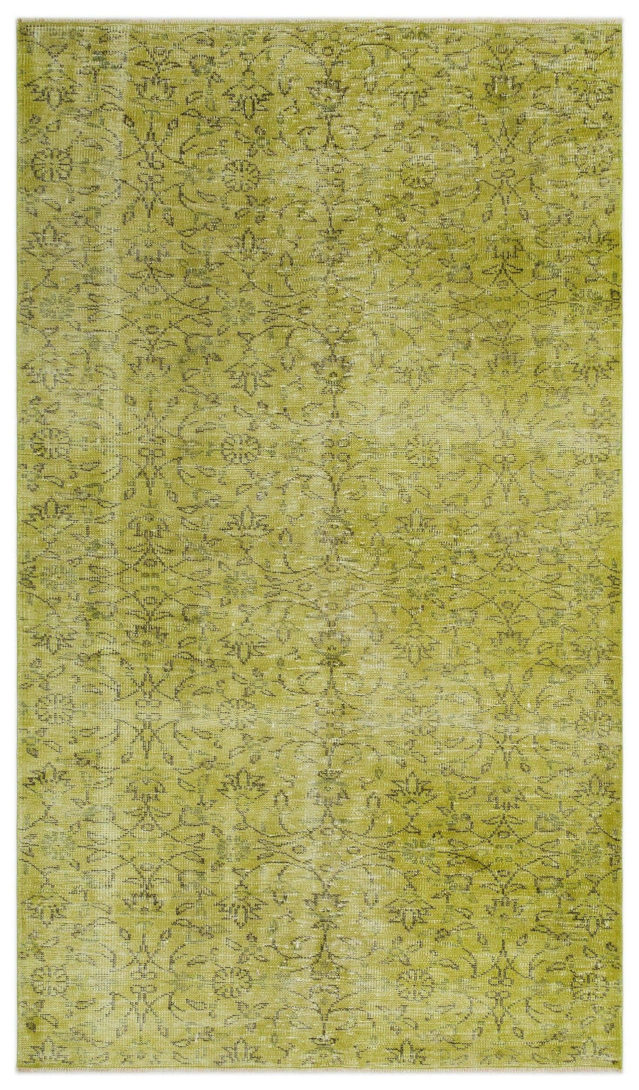 Yeşil El Dokuma Halı Çiçekli Bej Detaylı Kök Boyalı 145x250 cm 24476 – Oturma odası kullanımı