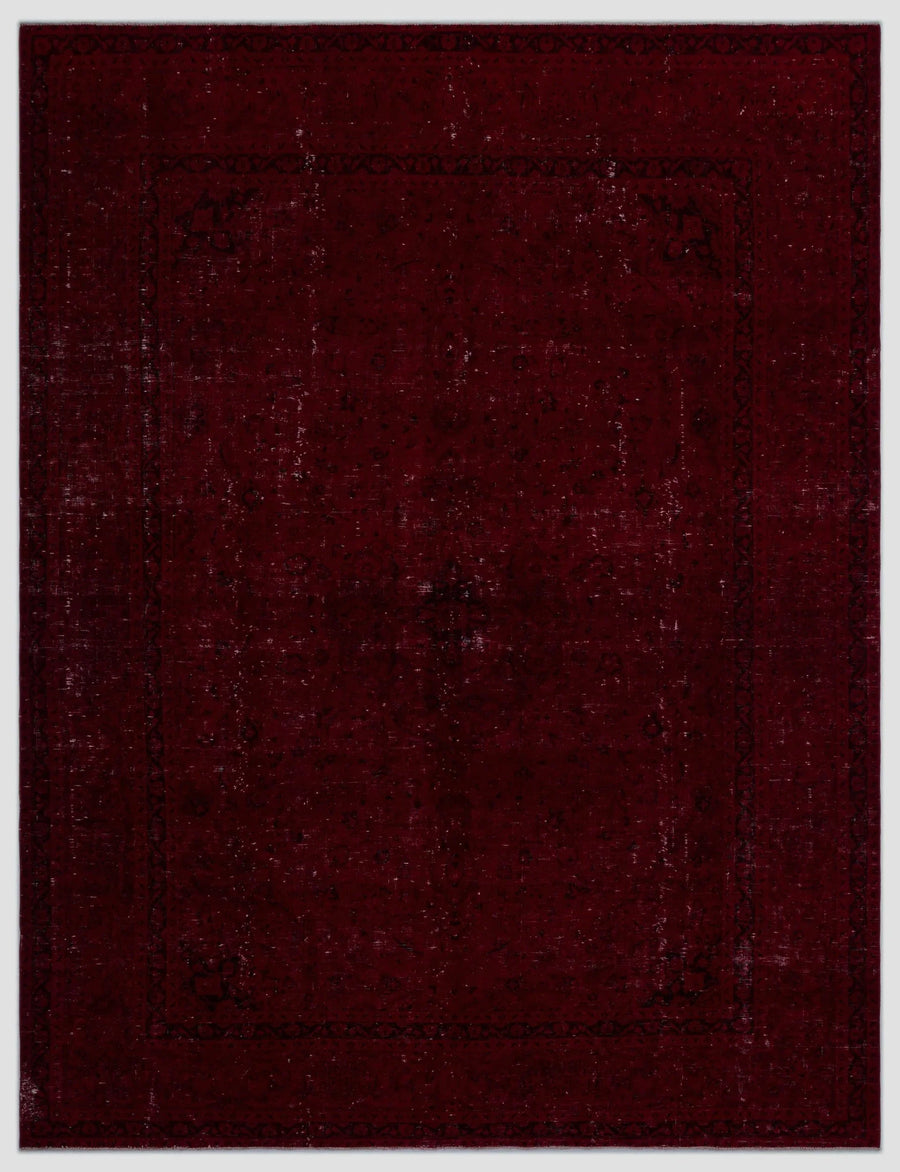 Burgundy & Black Medallion Vintage Turkish Rug 286x375 cm (9'5" x 12'4") – in the living room