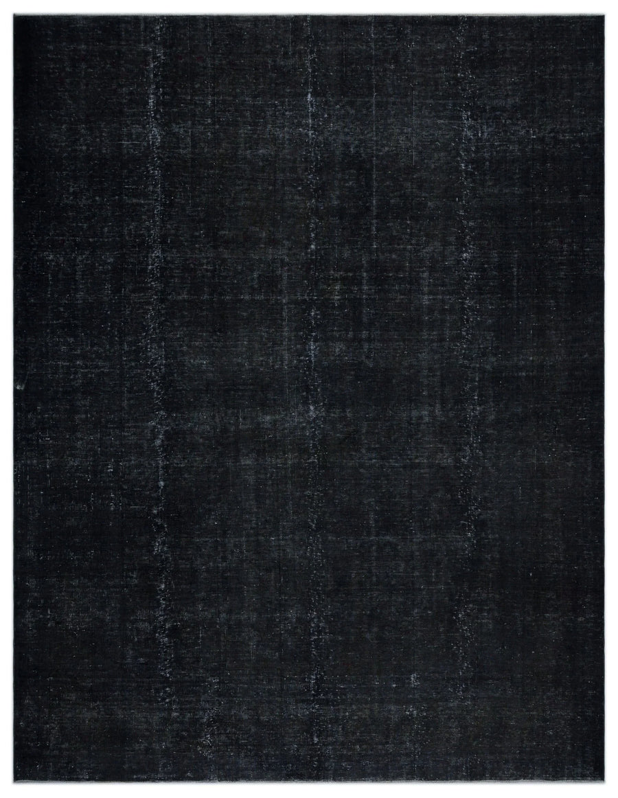 Schwarzer handgeknüpfter Wollteppich mit abstraktem Design 292x381 cm – im Wohnzimmer