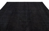Large Black Hand-Knotted Wool Area Rug 290x377 cm (9'6" x 12'4")